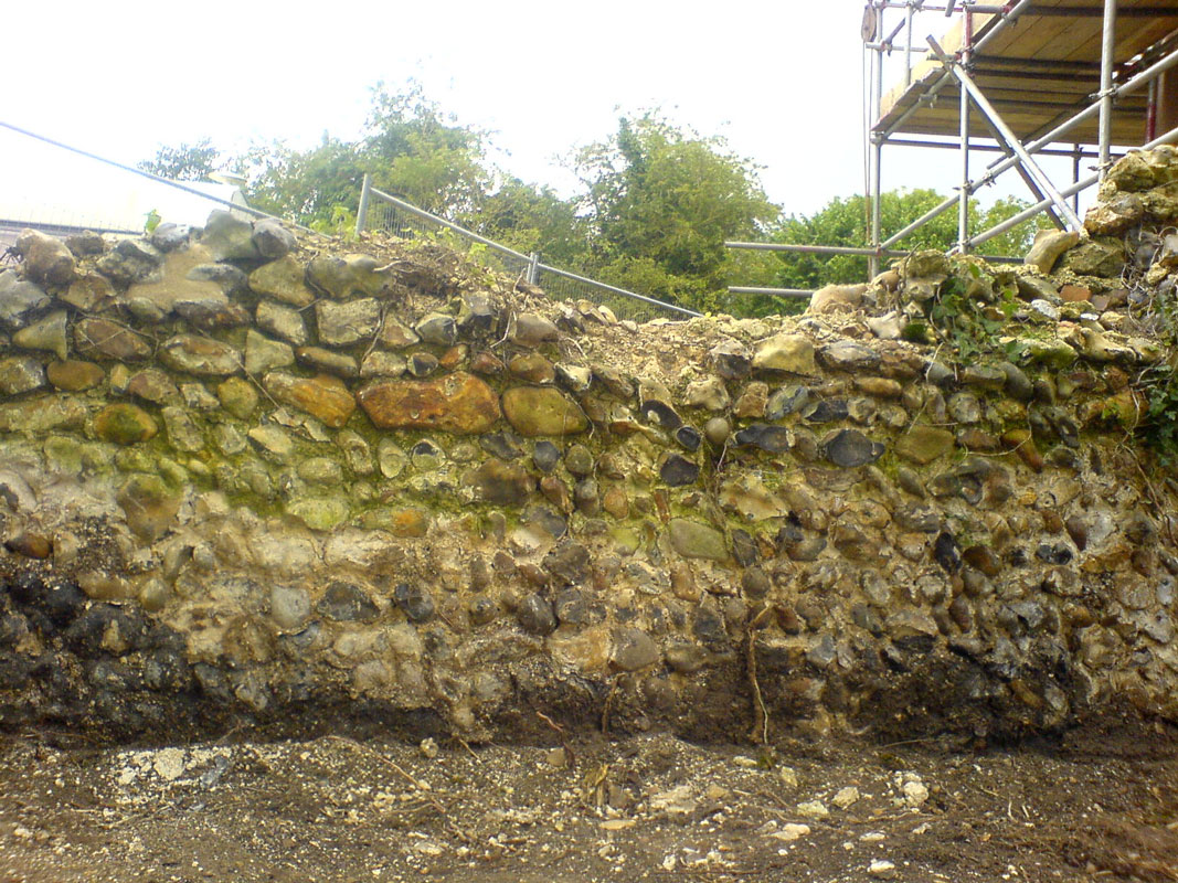 flint wall rebuild